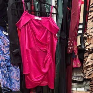 JONATHAN SIMKHAI fuschia satin mini dress size 6